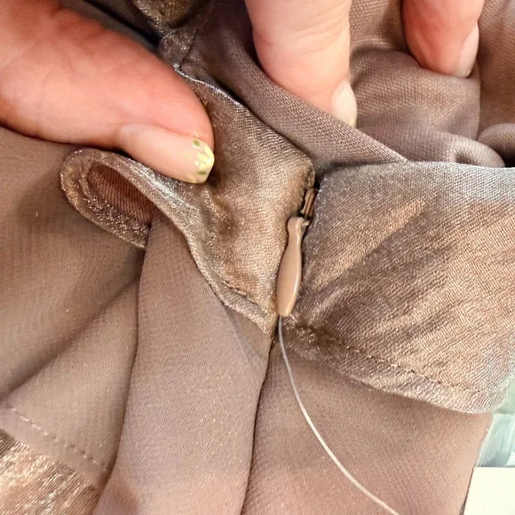 NWT SL Fashions 16W Bronze Tiered Dress Embellished Neck Cocktail Wedding Guest - Picture 10 of 13